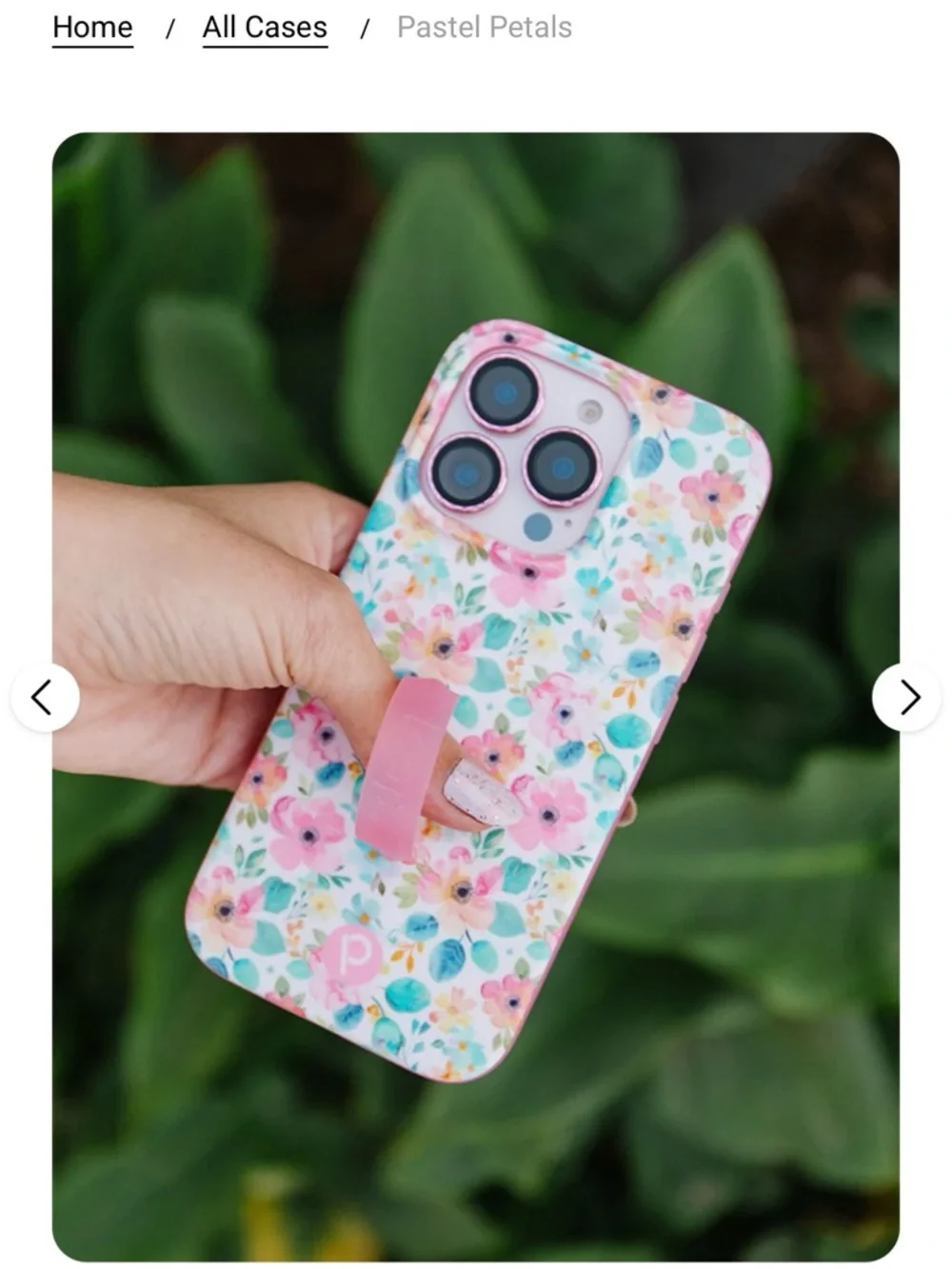 Loopy Case - 16 Pro Max - Pastel Floral Phone Case with Pink Grip